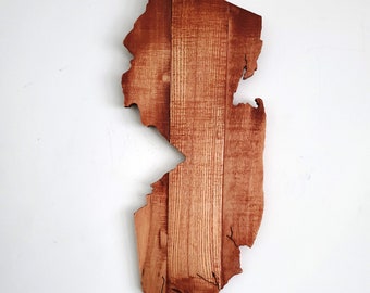 Reclaimed Wood New Jersey State Sign, USA Map Art (18x7)