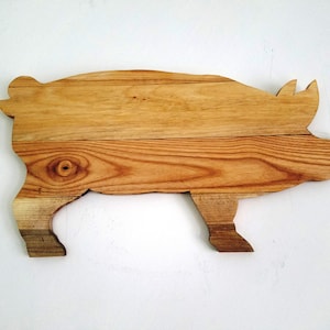 Handmade Wooden 16x9&quot; Pig in Your Choice of Natural-Stain or Rustic Multi-Colored Stripes Farm Hog Wall Hanging and Pig Sign