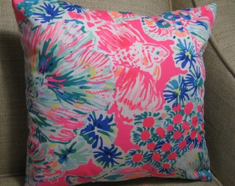 Lilly Pulitzer (Gypsea Accent Pillow with INSERT 12"x12" / Preppy/Southern /Sorority Gift/Dorm Bedding/Baby Gift