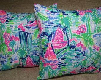 Lilly Pulitzer (Multi Salt in the Air) Accent Pillow with INSERT 12"x12" or 16"x16" / Preppy/Southern /Sorority Gift/Dorm Bedding/Baby Gift