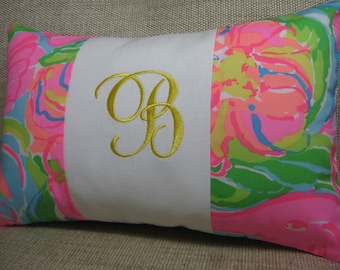 Lilly Pulitzer Monogrammed Accent Pillow with INSERT/ So Appealing /Preppy/Southern /Sorority Gift/Dorm Bedding