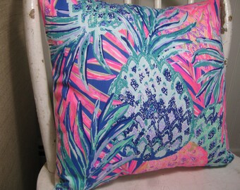 Lilly Pulitzer Accent Pillow with INSERT (16"x16") / Gypset Paradise /Preppy/Southern /Sorority Gift/Dorm Bedding/Baby Gift