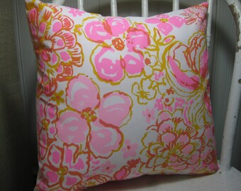 SAMPLE SALE Lilly Pulitzer Accent Pillow with INSERT (16"x16") / Happiness is Cotton /Preppy/Southern /Sorority Gift/Dorm Bedding/Baby Gift
