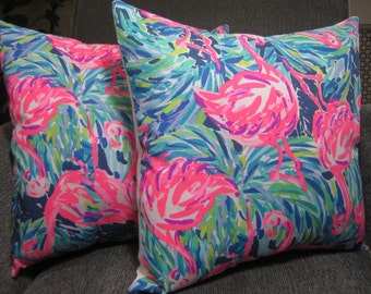Lilly Pulitzer Accent Pillow with INSERT (16"x16") / Flamenco Beach /Preppy/Southern /Sorority Gift/Dorm Bedding/Baby Gift