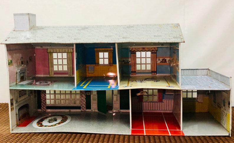 Vintage Marx Tin Litho Mansion Dollhouse Two Story | Etsy