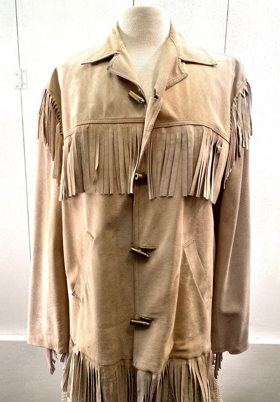 Vintage 70s Suede Fringe Jacket/ Vintage Western W