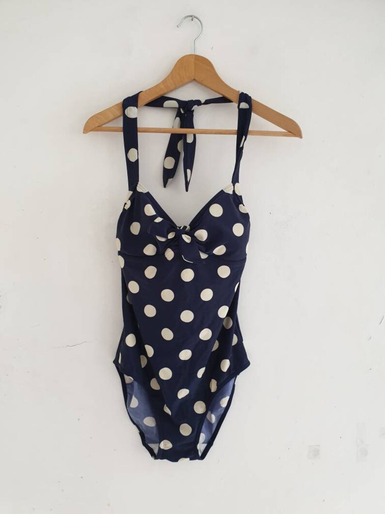 navy spot swimsuit