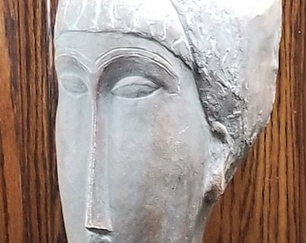 Austin Productions - Terracotta Sculpture - Head of a Woman - Tete de Femme after Modigliani - 1960's - Mid Century