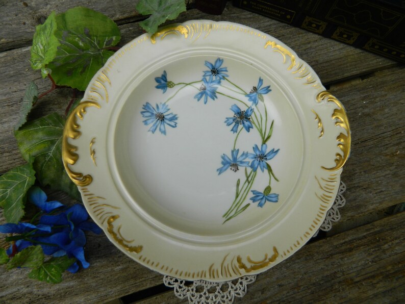 Antique CFH GDM France Hand Painted 2 Handled Serving Bowl