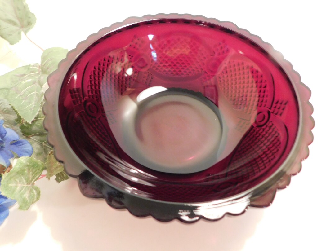 Vintage 1876 Avon Cape Cod Ruby Red Round Serving Bowl - Etsy