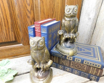Vintage Brass 1974 S.C.C. Owl Bookends