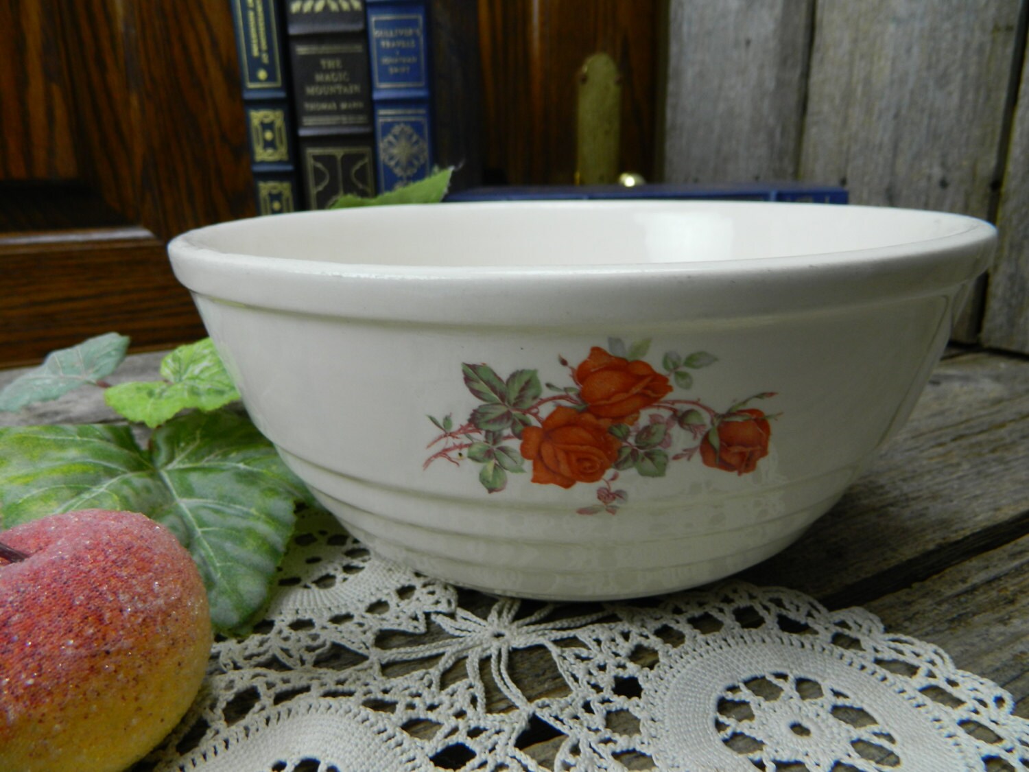 Vintage Universal Cambridge Pottery Rose Mixing Bowl Etsy