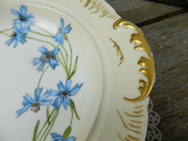 Antique CFH GDM France Hand Painted 2 Handled Serving Bowl