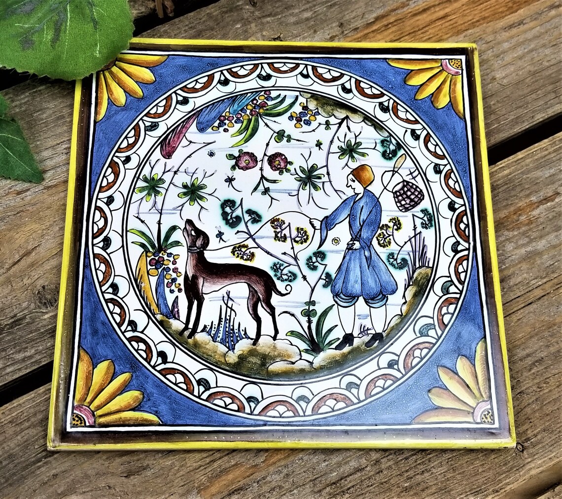 Handgemalte signierte portugiesische Fliesen Aranha Branca Etsy