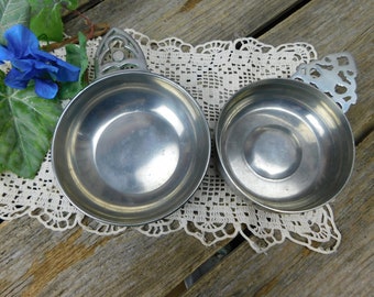 Set of 2 Vintage Pewter Porringers - Williamsburg Stieff Pewter - Royal Holland Pewter