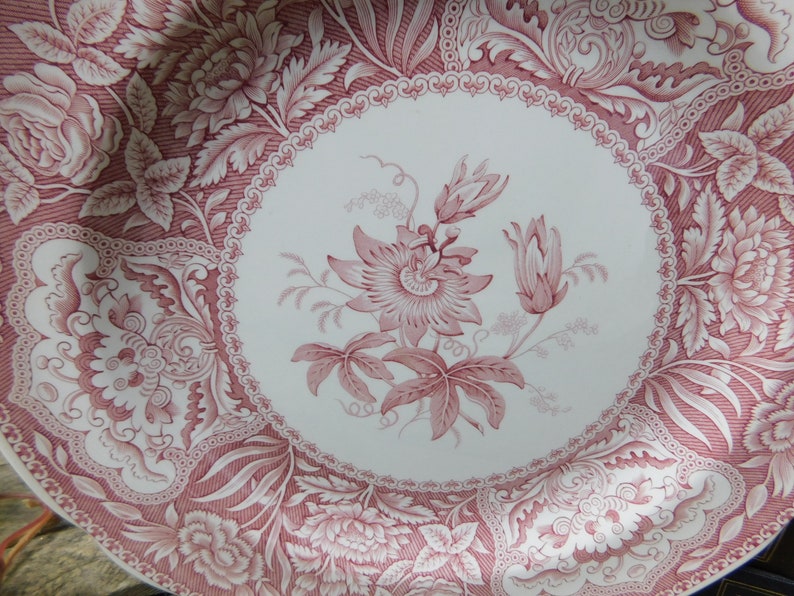 Set of 3 Spode Red Archive Collection Georgian Series Floral Dinner Plates