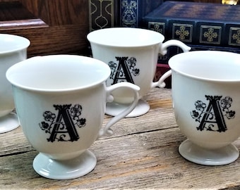 Anthropologie - Initial - "A" - Coffee Mug - Coffee Cup - Tea Cups - Set of 4