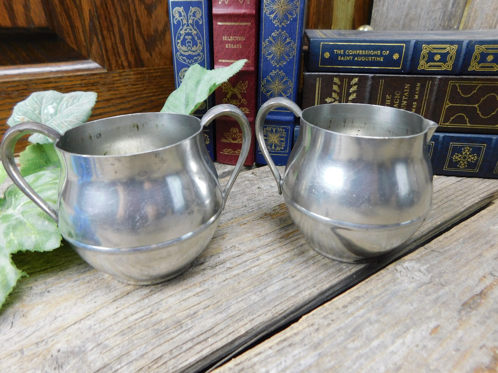 Vintage Mid Century Genuine Pewter Creamer and Sugar Etsy