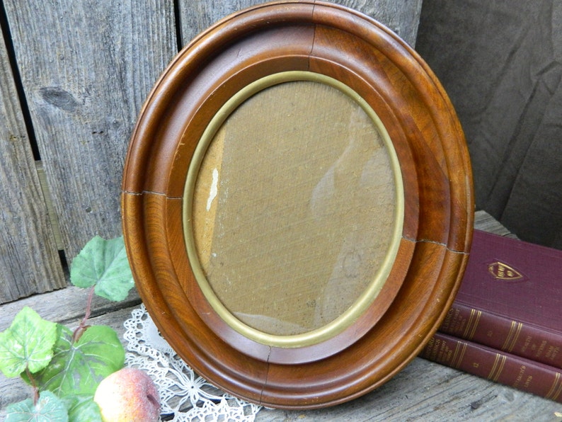 Antique 19th Century Oval Walnut Wood Frame Etsy