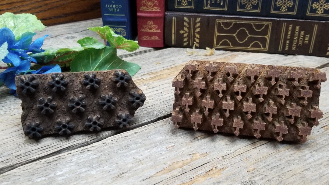 Set of 2 Vintage Wood Carved Wallpaper Printing Blocks - Etsy