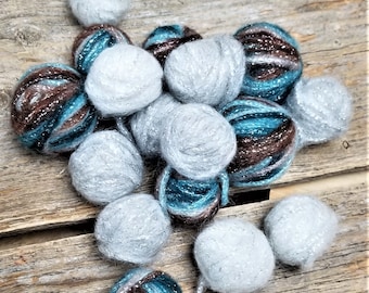 Tiffany Yarn - Little Glitter Scarf Kit - 17 Small Balls - Baby Alpaca Glitter Yarn - Silver and Multi-Colored Yarn - New Old Stock