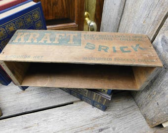 Rare Vintage Kraft Wood  Processed Cheese Box - Brick