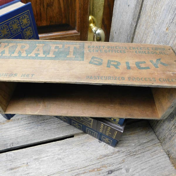 Rare Vintage Kraft Wood  Processed Cheese Box - Brick
