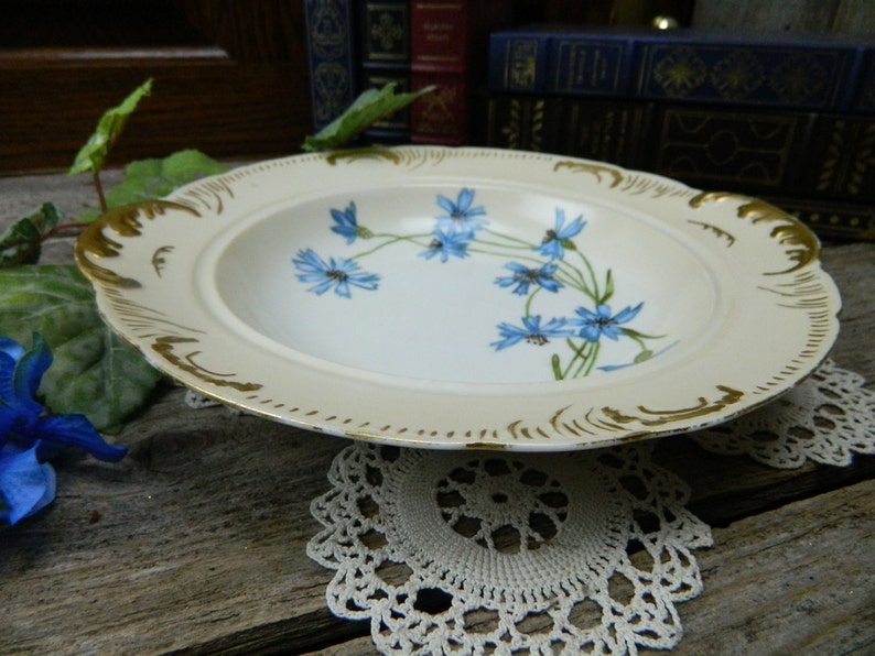 Antique CFH GDM France Hand Painted 2 Handled Serving Bowl
