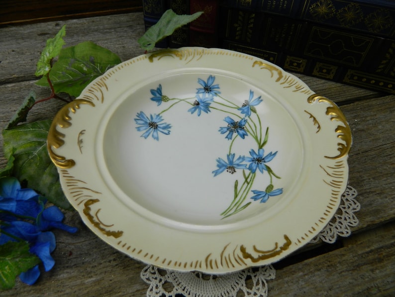 Antique CFH GDM France Hand Painted 2 Handled Serving Bowl