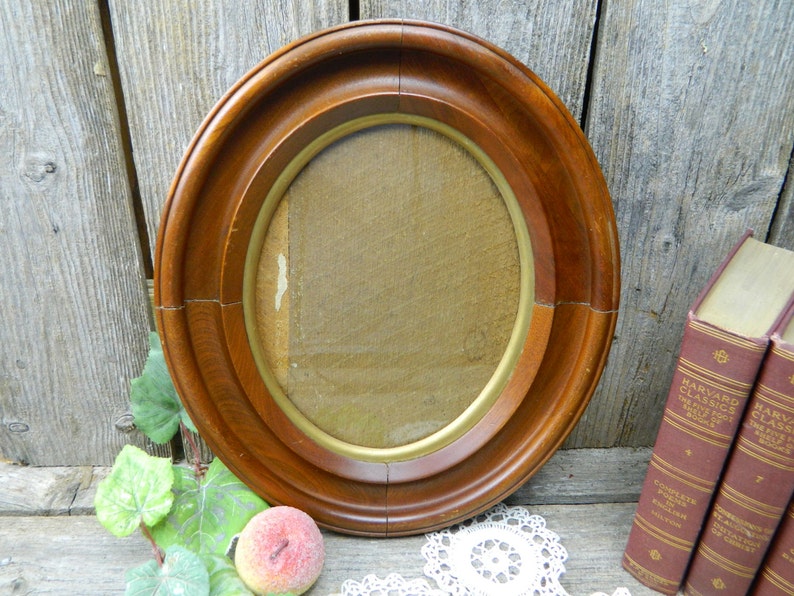 Antique 19th Century Oval Walnut Wood Frame Etsy