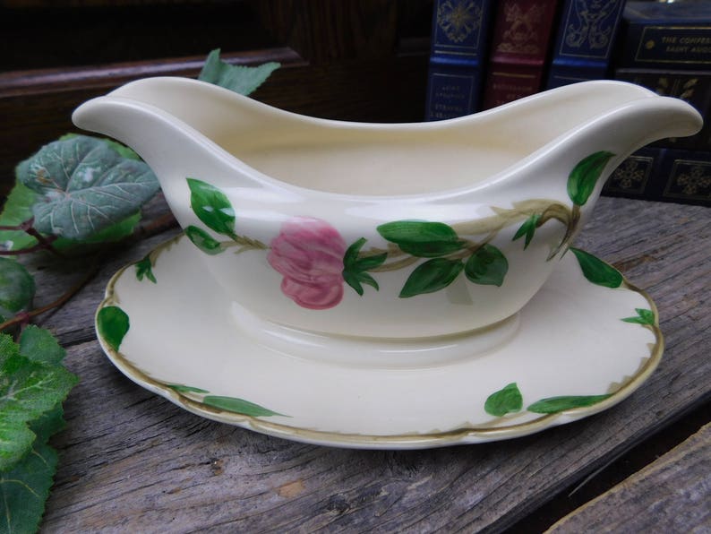 USA Vintage Mid Century Franciscan Hand Painted Desert Rose Gravy Boat