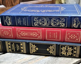 Franklin Press Leatherette Gilded Page Books: Pere Goriot-First Edition/Henrik Ibsen Plays/William Shakespeare Selected Plays-First Edition