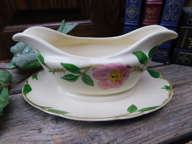USA Vintage Mid Century Franciscan Hand Painted Desert Rose Gravy Boat