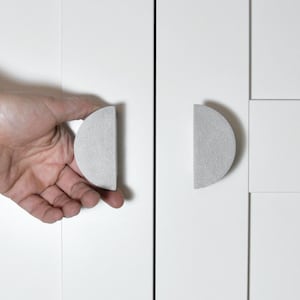 Cabinet Knob Gray ø 7cm (2,7"), Half Moon Handle, Semicircular Handle, Kitchen and Bathroom Knob, Concrete Handle, Furniture Knob