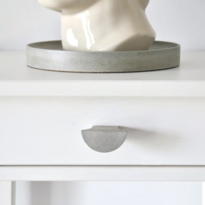 Semi Circle Concrete Knob, Minimalist Half Round Cabinet Knob, Half Moon Drawer Pul, Cement handles, home decor image 3