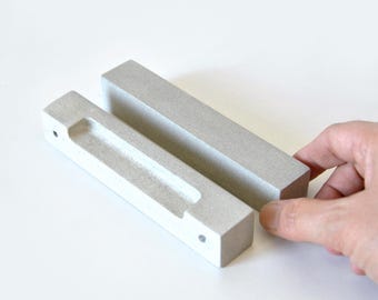 Handmade Concrete Cabinet Pull, Long Minimalist Handle (14cm) (PRICE PER UNIT)