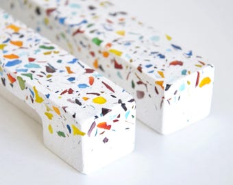Furniture handle with bottom handle, Multicolor terrazzo knob 14 cm (2") (PRICE PER UNIT)