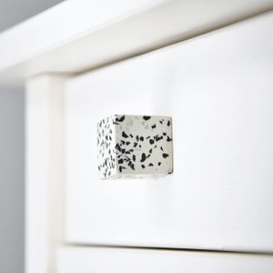 Terrazzo Cabinet Knob Square handles, Nursery knob, Black and White Natural Terrazzo Pulls, kitchen cabinet knobs, Bathroom, Wardrobe handle