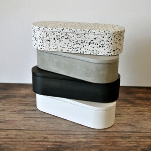 Concrete jewelry box, Minimalist terrazzo box, Elegant box, Storage, Container, Modern stone case, Scandinavian home decor, box with lid