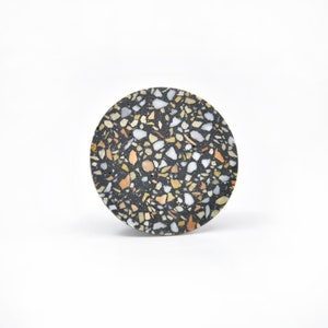 Terrazzo knob Black 2, kitchen cabinet knobs, Black Terrazzo Pulls, Nightstand knobs, Round handles image 4