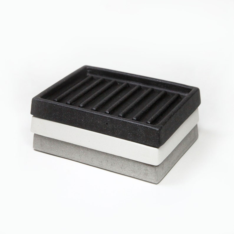 Rectangular Drain Soap Dish Concrete Black Pink White Gray Etsy Canada