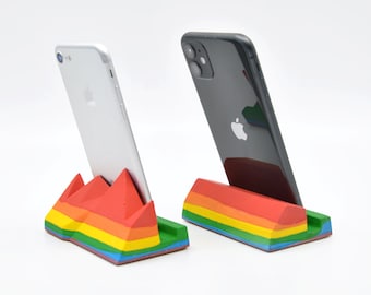 Rainbow Phone holder LGBT, Phone Stand, minimalist Jesmonite Phone Holder for Desk, office desk decor, iphone, ipad holder, nice gift idea