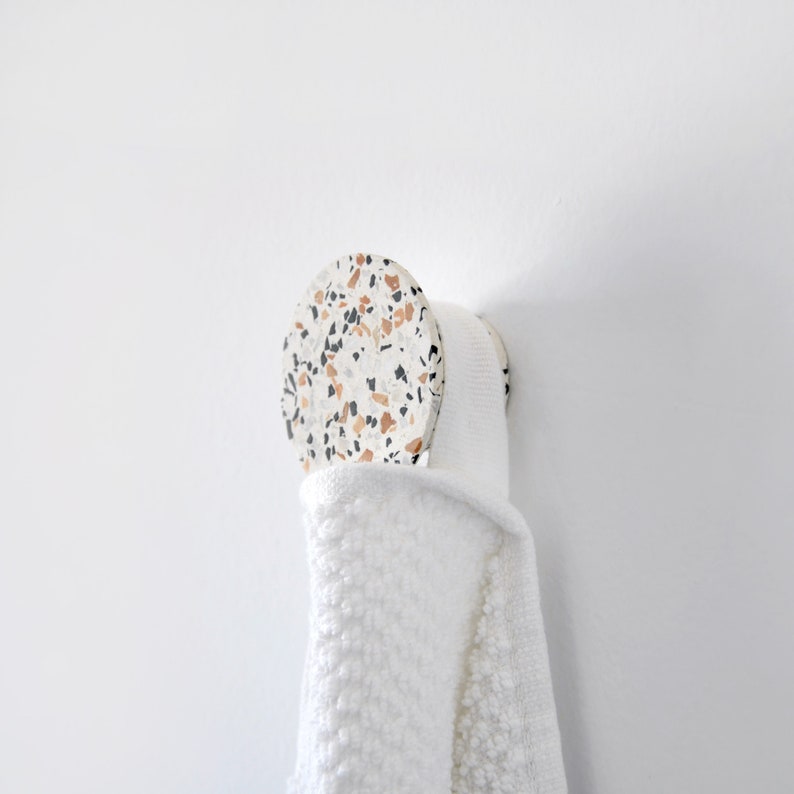 Terrazzo Towel Wall hook 5 cm, Modern Entryway Coat Rack, Porch Hanger, Decorative Round hooks, kitchen hangers, wall towel hanger, Wall Peg image 2