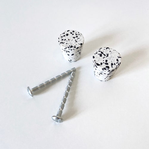 Terrazzo Cabinet Knob, Nursery knob, Black and White Natural Terrazzo Pulls, kitchen cabinet knobs, Round handles, Bathroom, Wardrobe handle