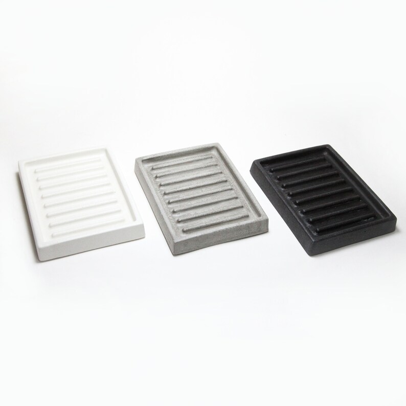 Rectangular Drain Soap Dish Concrete Black Pink White Gray Etsy Canada