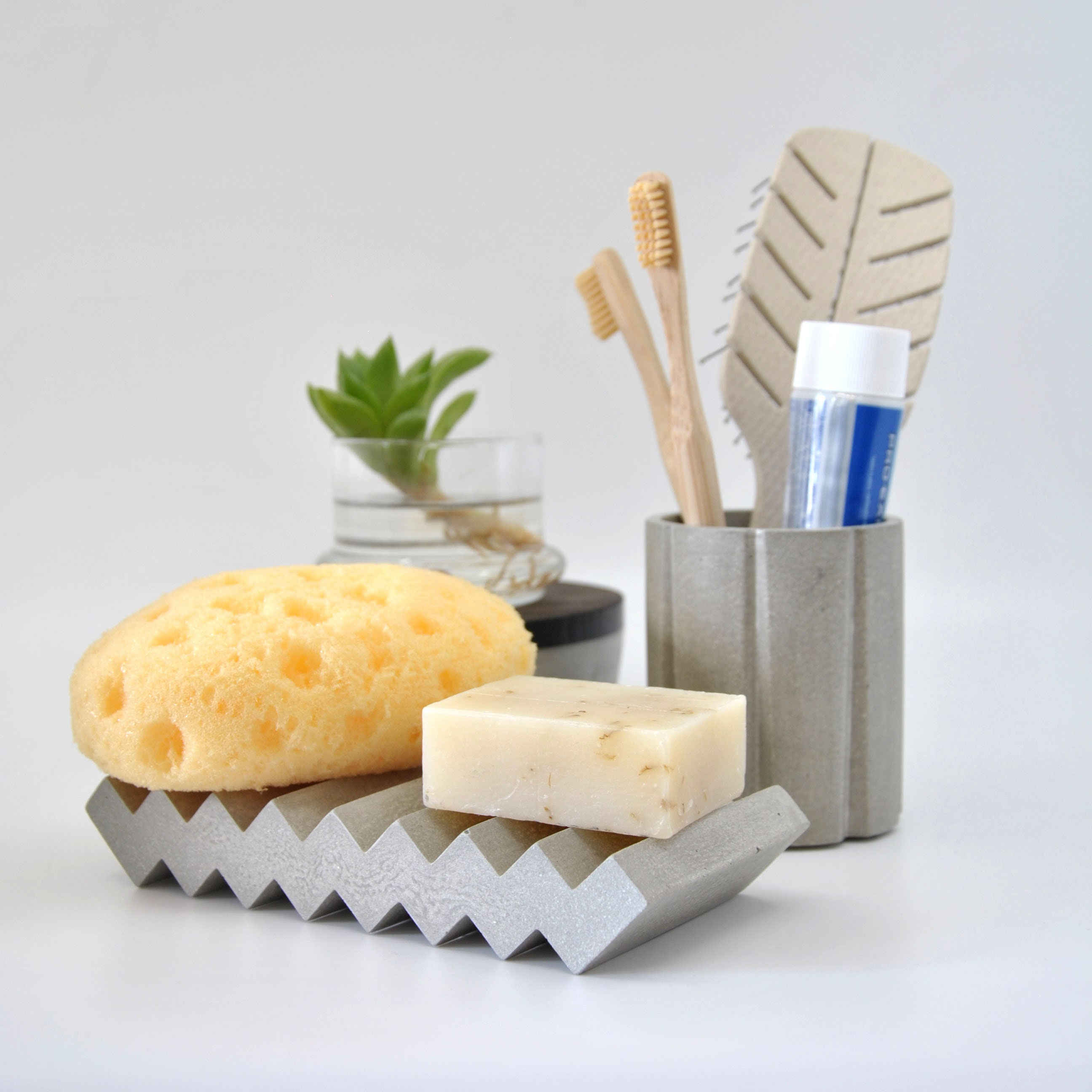 Concrete drain soap dish large soap dish zig zag XL soap Etsy