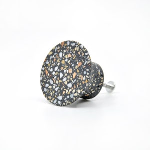 Terrazzo knob Black 2", kitchen cabinet knobs, Black Terrazzo Pulls, Nightstand knobs, Round handles