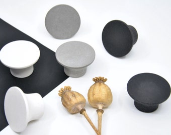 Gray Concrete Cabinet Knob, Round Cement Handle, Handmade (PRICE PER UNIT)