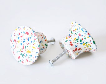 Terrazzo knob Multicolor, Concrere Kitchen cabinet knobs, Terrazzo Pulls, forniture knobs, Round handles, Nightstand knobs