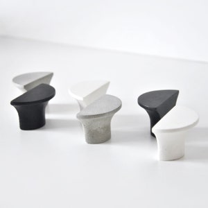 Semi Circle Concrete Knob, Minimalist Half Round Cabinet Knob, Half Moon Drawer Pul, Cement handles, home decor image 1